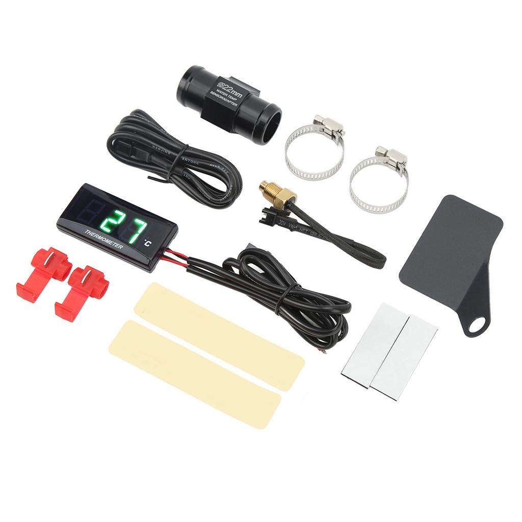 Мотоциклетный цифровой датчик температуры воды Ультратонкий DC 12V ЖК-дисплей с адаптером датчика 22 мм для большинства мотоциклов