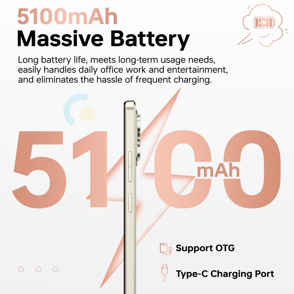 CUBOT A40 Smartphone Android 15, 12GB+256GB/1TB, 6.88" HD+ 120Hz Display, 48MP Camera, 5100mAh, 4G Dual SIM/Face ID/OTG/NFC/GPS/Dual Speakers