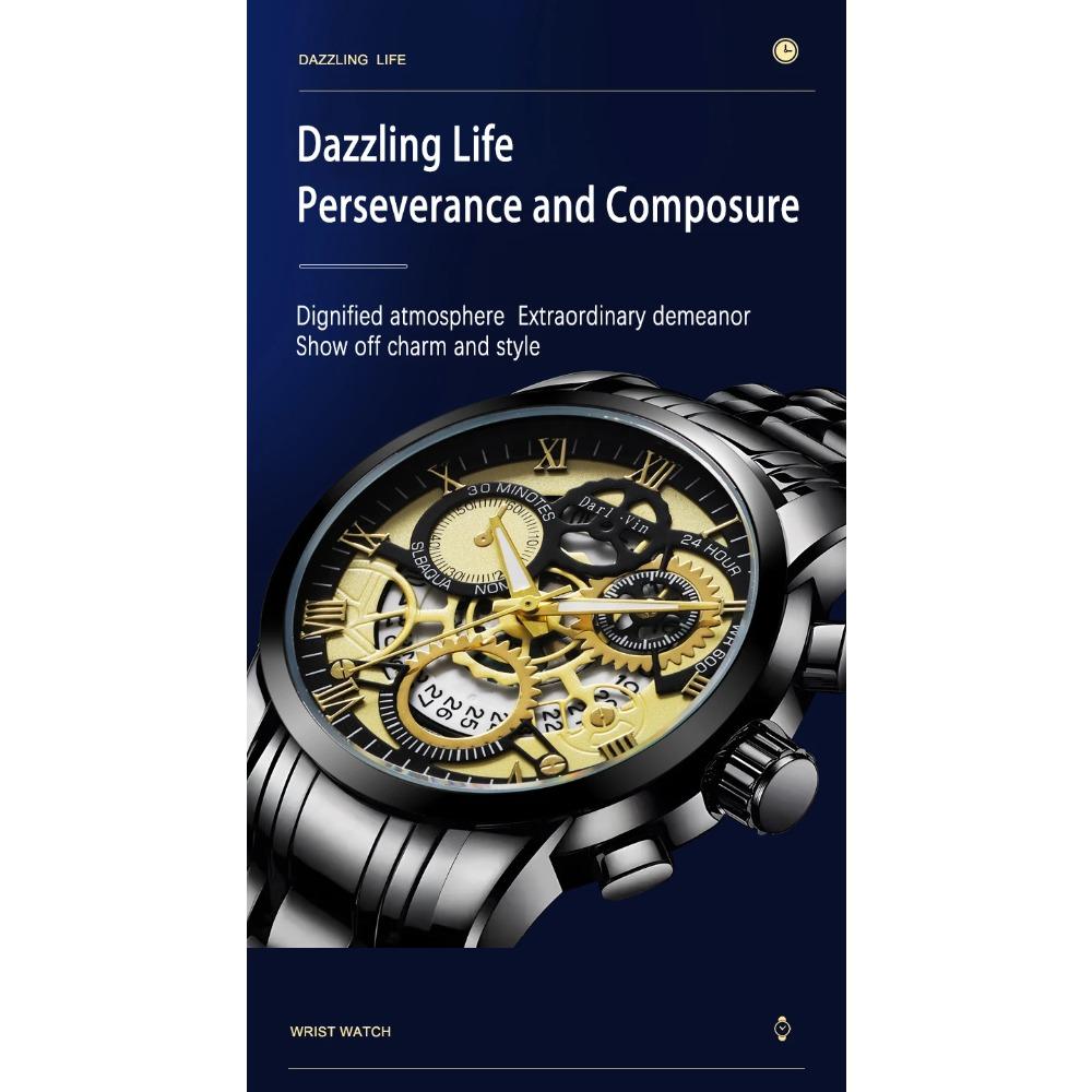 UTHAI BK140 Модные мужские часы водонепроницаемые календарь ночная подсветка стальной браслет мужские часы спортивные часы подарок часы для мужчины