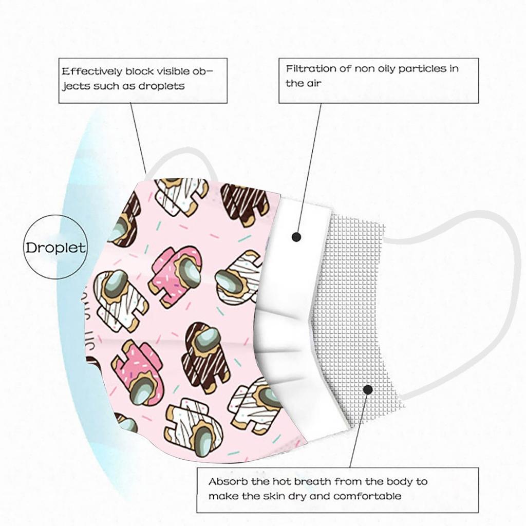 Детская маска Nikitas с героями мультфильмов, одноразовая маска для лица, промышленная 3-слойная ушная петля, 50 шт.