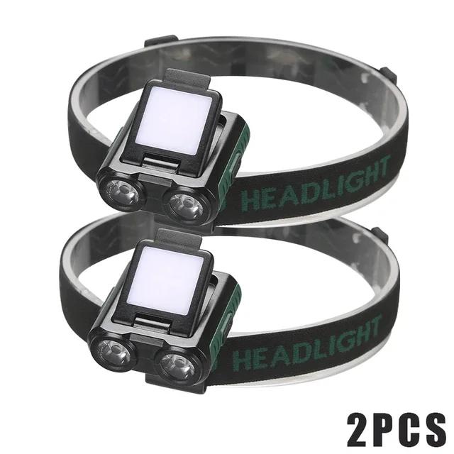 COB+LED датчик налобный фонарь USB зарядка портативный зажим для шляпы ультра яркий прожектор для рыбалки и активного отдыха на природе фонарь