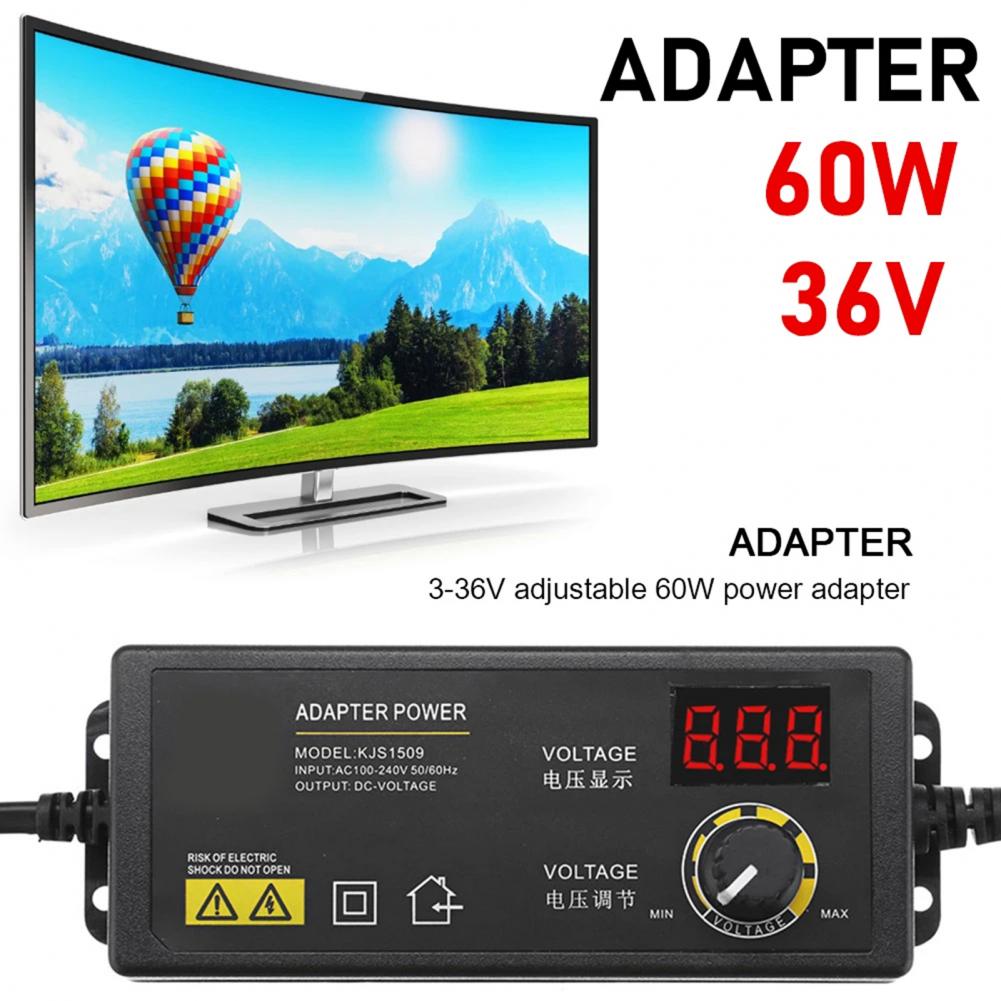 Адаптер питания EU/US Plug 3-36 В 60 Вт с регулируемым напряжением, светодиодный ЖК-дисплей, цифровой экран, регулировка, ЧПУ, блок питания, зарядное устройство для дома