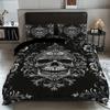 Комплект пододеяльника из 3 предметов в викторианском барокко готическом ретро-стиле с черно-белым скелетом (1 Комплект пододеяльника + 2 наволочки без подушек)