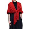 Women Knitting Shawl Solid Color Fringe Design Lightweight Versatile Hollow Shawl Open Knitted Pattern Shawl Wrap