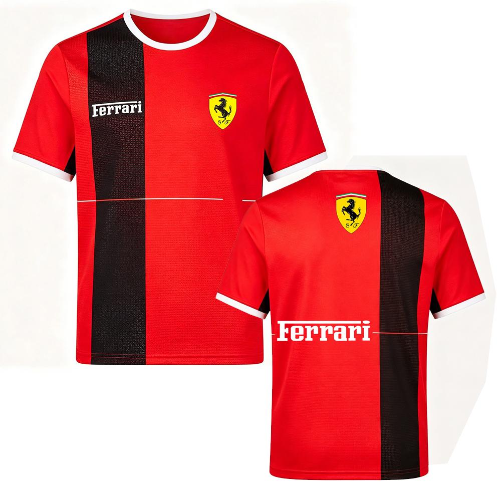 Ferrari Летняя футболка для мужчин и женщин, парная, с круглым вырезом, 3D-печать, топ с коротким рукавом, Формула 1, автогонки