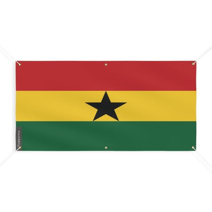 Bannière Drapeau Du Ghana 6 Oeillets 200x400cm En Polyester