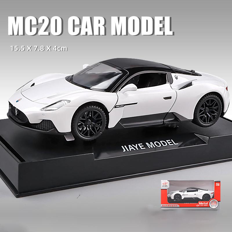 Коллекционный сплав 1:32 модели игрушечных машинок Maserati MC20, откидные автомобили со звуком и светом для детей и взрослых, подарочная коллекция