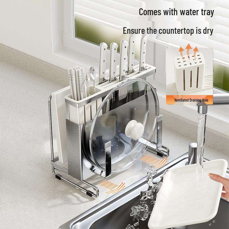 Многофункциональная подставка для хранения кухонных ножей и разделочных досок из нержавеющей стали