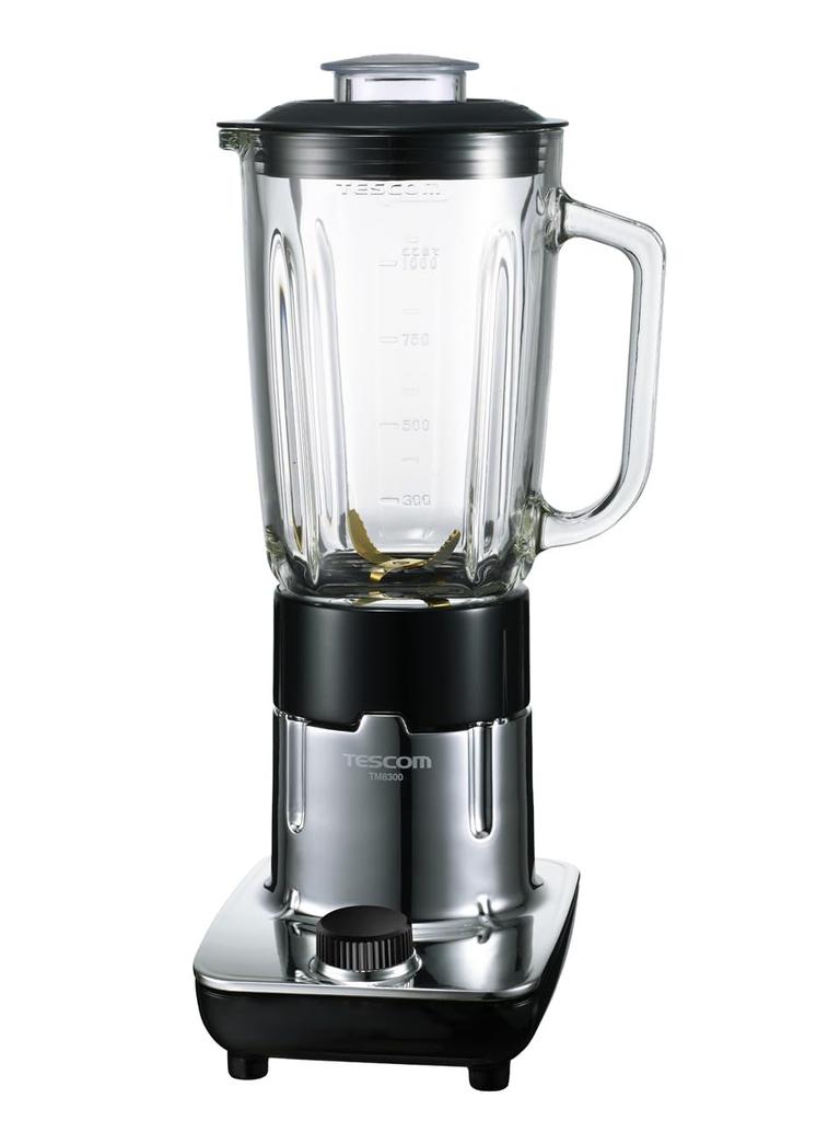 Tescom Mixer Juice Mixer 1000ml with Mill Large Blade That Can Finely Crush Ice Glass Bottle Compact Storage Center Cap Dial Switch Titanium Cutter