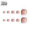 Gel Fake Toenails 120Pcs French Tip Press on for Women, Short Square Stick-on Easy Apply Nails, Reusable Removable Glue False Toe Nails