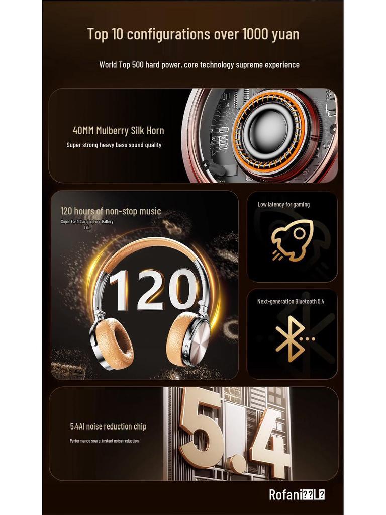 Rovani Bluetooth Noise-Cancelling Over-Ear Headphones: Wired Gaming, Wireless Neckband, Sports Headset