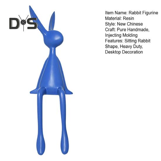 Статуэтка сидящего кролика, длинноногого кролика, смоляная статуэтка, скульптура животного, домашний офис, книжная полка, настольное пасхальное украшение, орнамент