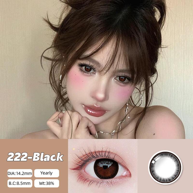 Mrs.H Горячая Распродажа Мощные натуральные большие глаза цветные серо-коричневые мягкие контактные линзы годовые 14,0 мм —14,2 мм линзы
