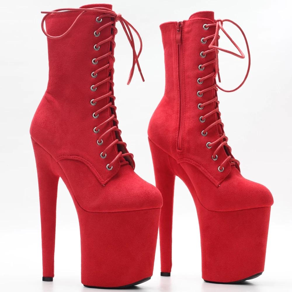 New Design Sexy 20cm Extreme High Heel Shoes Platfrom Round Toe Erotic Lap Dancing Ankle Boots