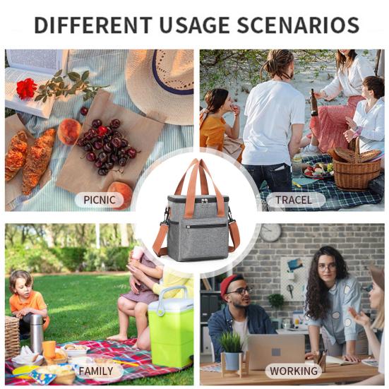 Изолированная сумка для ланча 550 мл, герметичная сумка-холодильник с сетчатыми карманами, термоконтейнер для еды