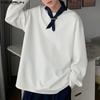 Men O Neck Tie Up Long Sleeve Casual Loose Pullovers Oversized Sweatshirts