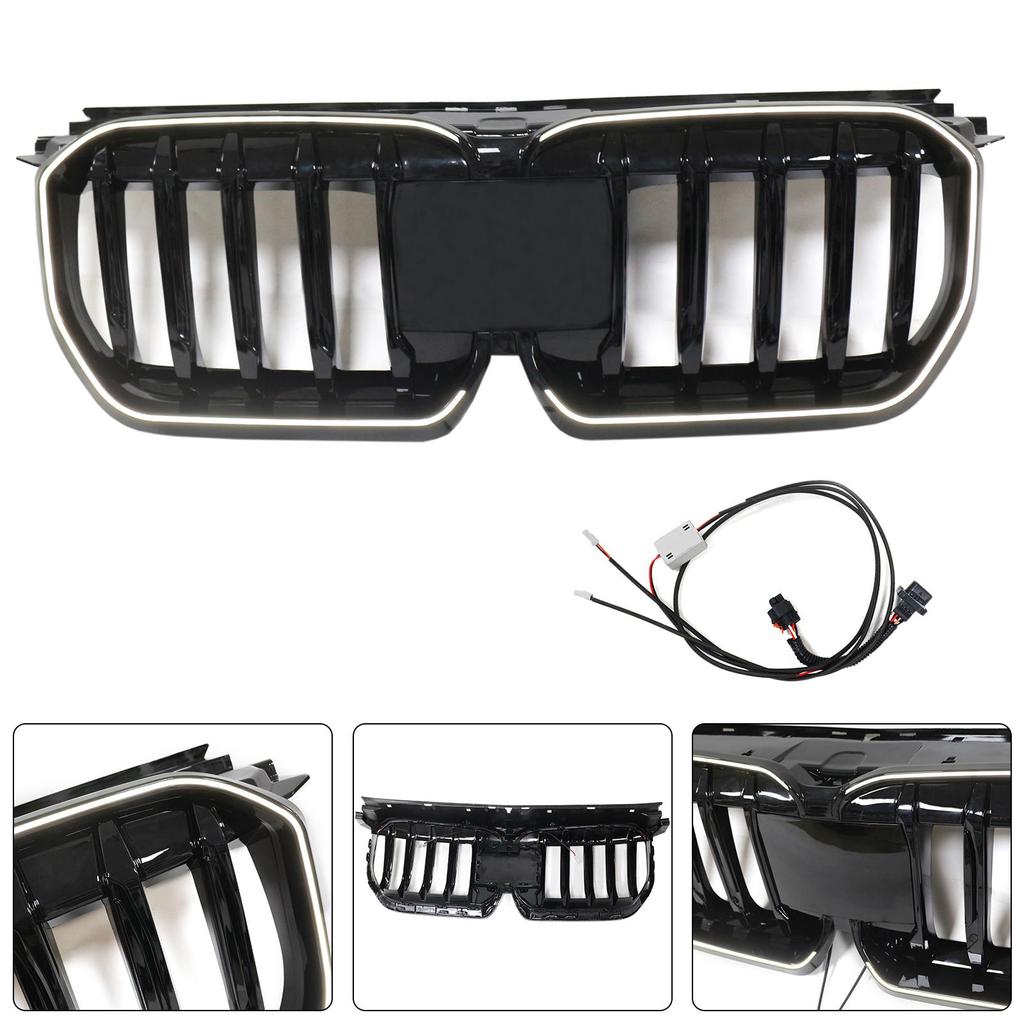 Gloss Black Front Bumper Kidney Grill Grille Compatible for BMW X1 U11 U12 2023-2024