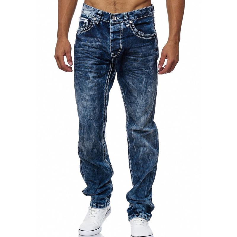 Джинсы открытого кроя Мужские джинсы Базовая уличная одежда Толстые швы Классический крой Повседневные длинные брюки больших размеров