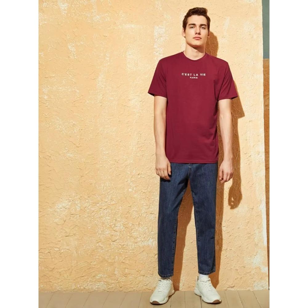 C'Est La Vie Забавная футболка с графикой букв для мужчин, хлопковая, повседневная, футболки Харадзюку, футболка оверсайз, свободная, дышащая, одежда