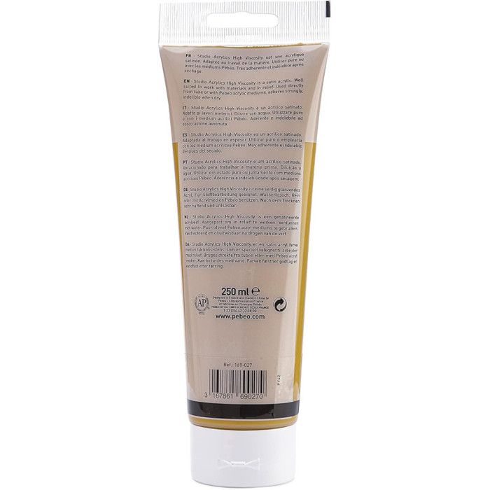 Peinture Acrylique - Pébéo - Ocre Jaune - 250 Ml - Satiné - Professionnel/Enfant