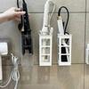Wall Mounted Bathroom Hair Dryer Holder Storage Box Hanging Rack Curling Plastic Shelf Bathroom Organizer Storage Rack