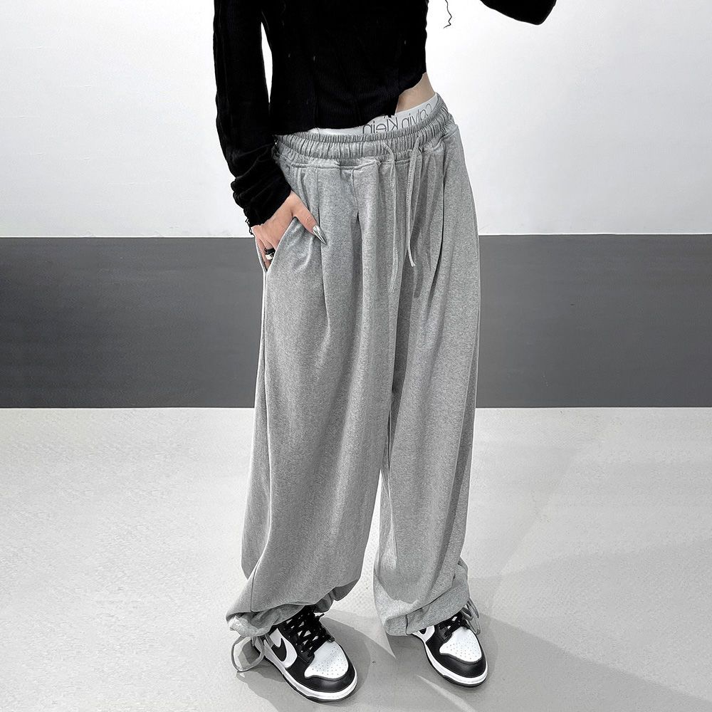 Брюки гаремы с высокой талией | Свободные, стройнящие, на кулиске, повседневные, универсальные спортивные брюки, широкие брюки-фонарики