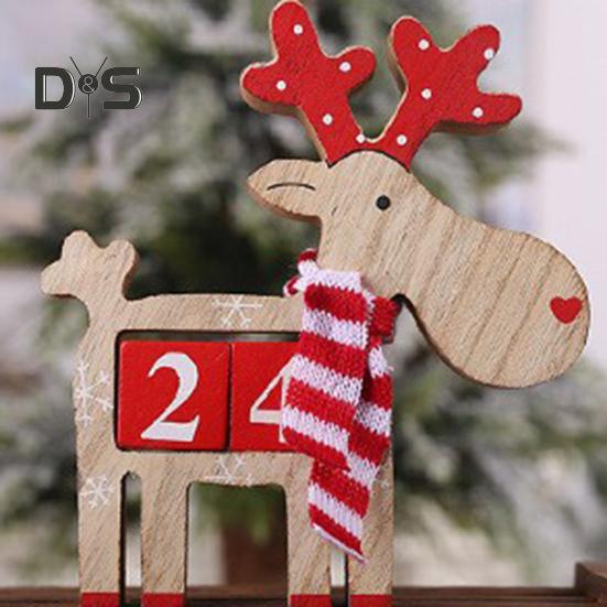 Рождественский Адвент-календарь с подвижным цифровым блоком Санта-Клаус, лось, снеговик, календарь обратного отсчета, рождественская табличка, настольное украшение, орнамент