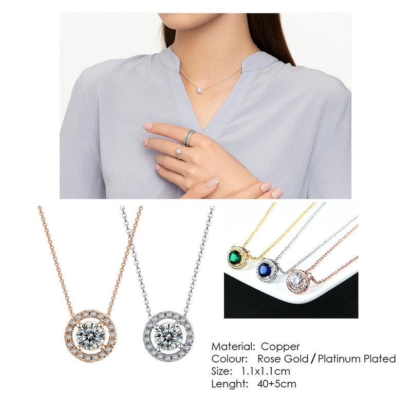 ZHOUYANG Pendants Necklace For Women Retro Blue Zircon Rose Gold Choker Chain Unusual Wedding Bride Jewelry N149