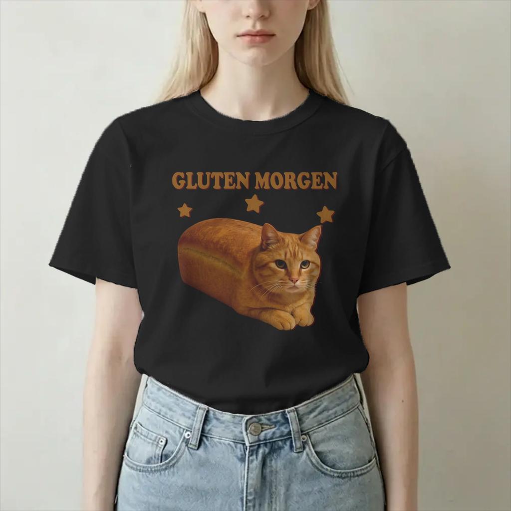 Unisex Unisex TShirt Gluten Morgen Funny Bread Cat Meme Cotton Tee Shirt Short Sleeve T Shirts Round Collar Clothing Plus Size