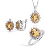 925 Sterling Silver Ring Earrings Pendant Necklace Nautral Oval 7*9mm Citrine Fine Jewelry Set for Women's Banquet Birthday Gift