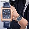 Square Watches Men Fashion Business Wristwatch Man Chronograph Leather Watch for Male Luminous Calendar Hour