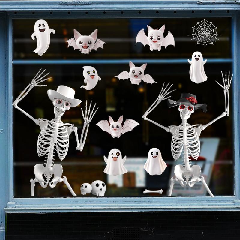 Halloween Window Sticker Pumpkin Bat Castle Pattern Wall Stickers Halloween Decals