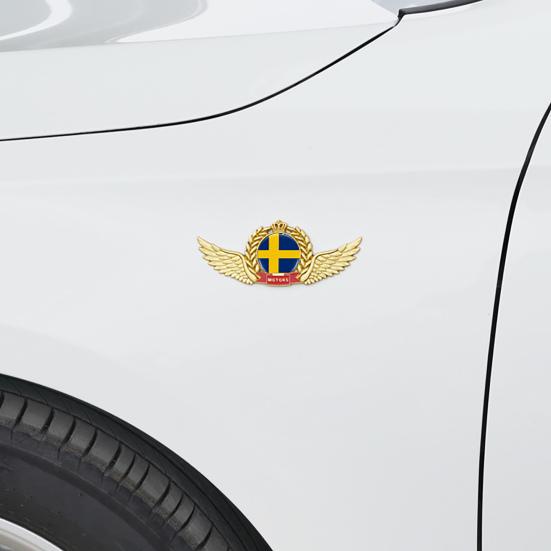Delicate Car 3D Ornamental Waterproof Sticker Anti-rust Wing Crown National Flag 3D Emblem for Automobile