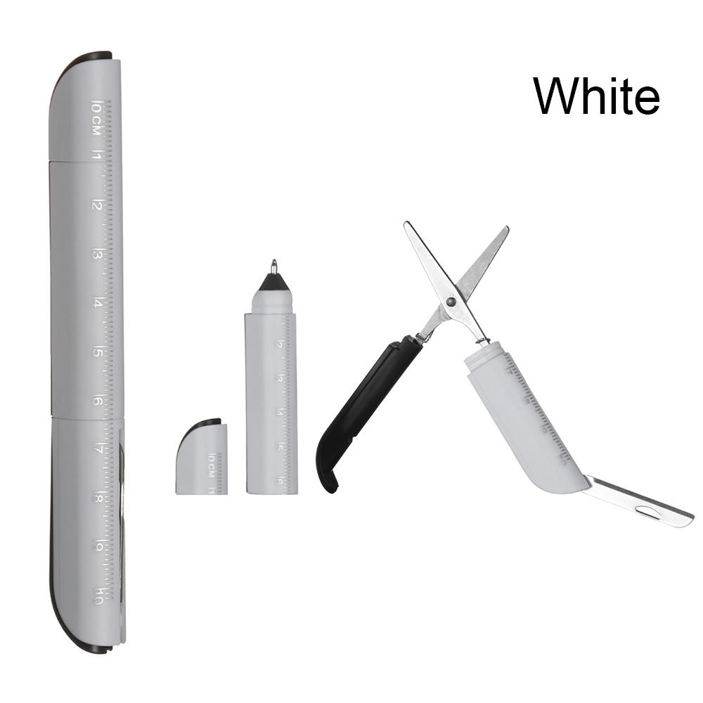 Творческий многофункциональный 3 в 1 пластиковая линейка шариковая ручка со складными ножницами ручки для письма офисные школьные канцелярские принадлежности