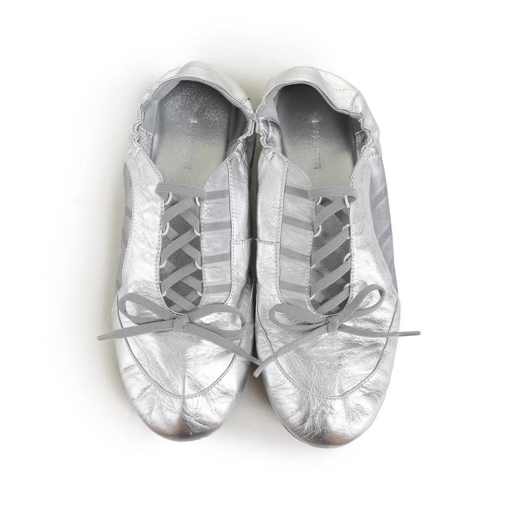 Нишевый дизайн балетные удобные тренировочные туфли 2025 лето бант плоская подошва вставки шнуровка повседневные одинарные туфли женские