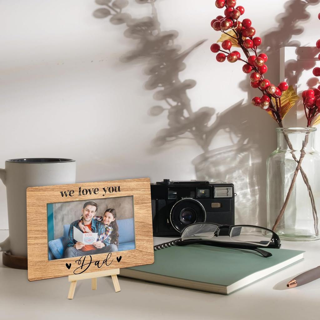 DETIHO Dad Picture Frame, Father's Day Picture Frames, Best Daddy Ever Gift,Birthday Gifts, We Love You Dad Photo Decor, Fit 4x6 Photo Wooden