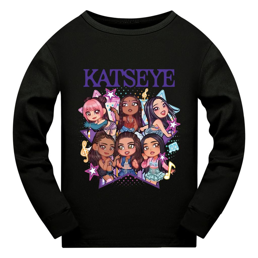 5301 Детская футболка с длинными рукавами для девочек с принтом KATSEYE для дома