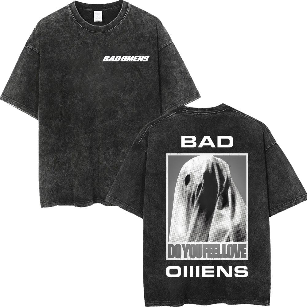 Винтажные стираные футболки рок-группы Bad Omens Тур Модные Yk Оверсайз футболки Мужские Женские Повседневные Хлопковые Футболки с коротким рукавом
