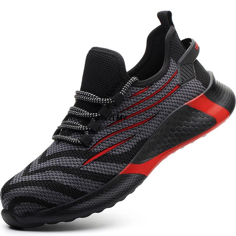 Легкая женская рабочая защитная обувь, кроссовки со стальным носком, противоударные и противопрокольные рабочие ботинки, сетчатые дышащие защитные ботинки для женщин