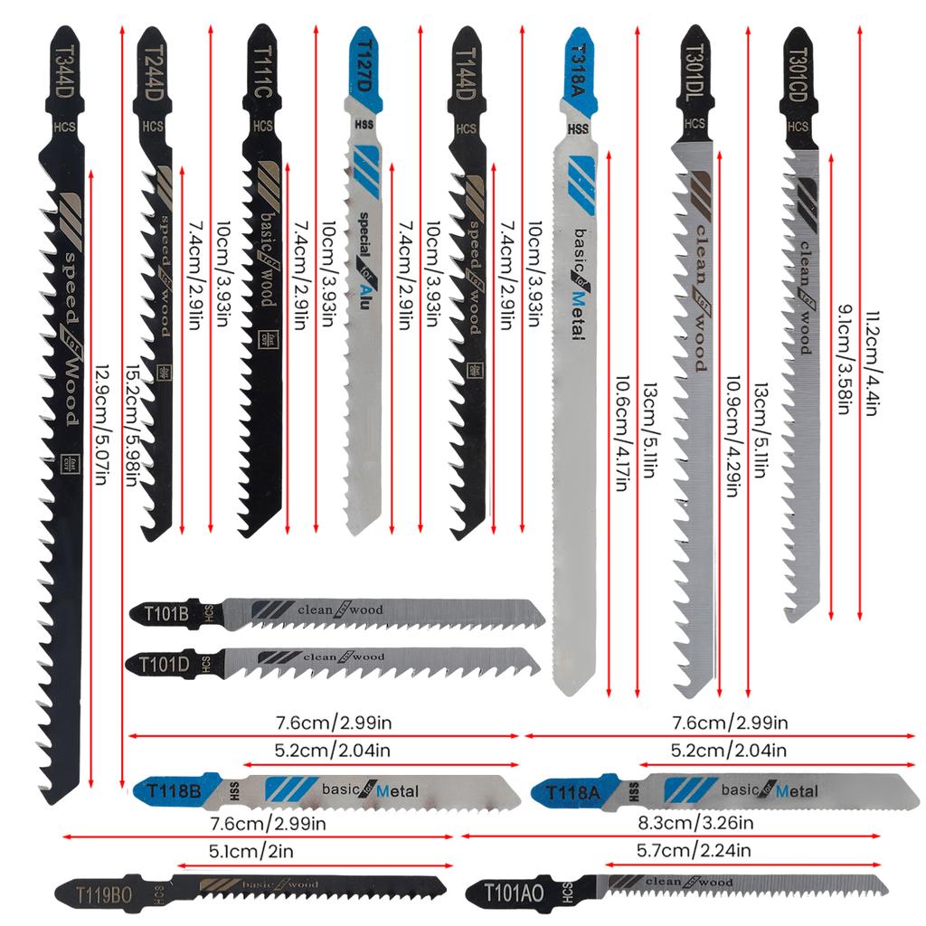35/48 Pcs Saw Blade Set High Carbon Steel Assorted Blades T-shank Fast Cut Down Saw Blade Professional Saws Cutter Accessories