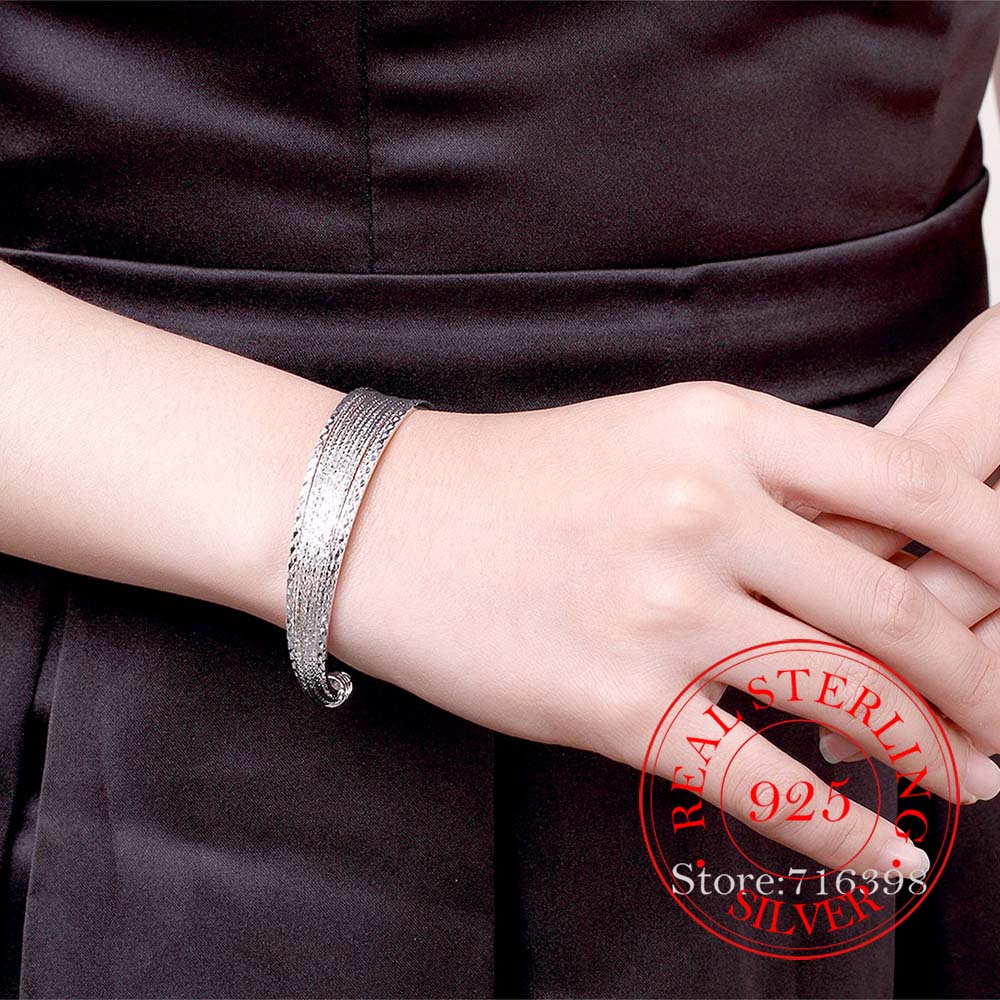 925 Sterling Silver Braided Bangles For Women Wedding Engagement Party European American Style Bracelet Jewelry