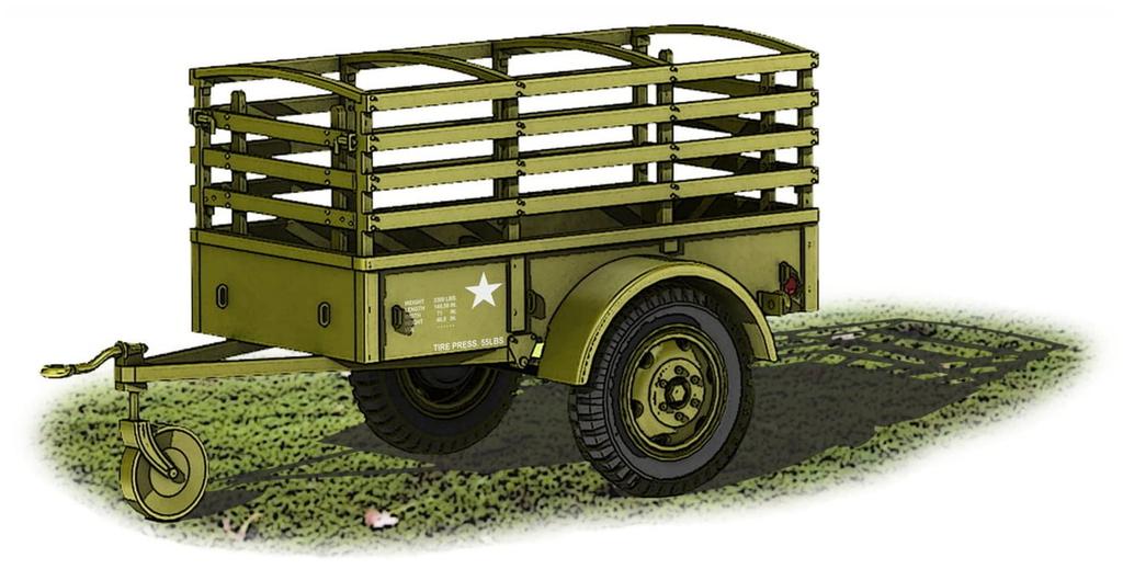 GMU Модель Второй мировой войны Армия США 1 тонна 2-колесный прицеп Пластиковая модель GMU48004 1/48 Бен-Гур
