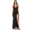Sexy Women V Neck Maxi Sequin Backless Split Cocktail Prom Gown Dress