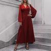 Autumn and Winter Women's Lantern Sleeve Split High Split Dress