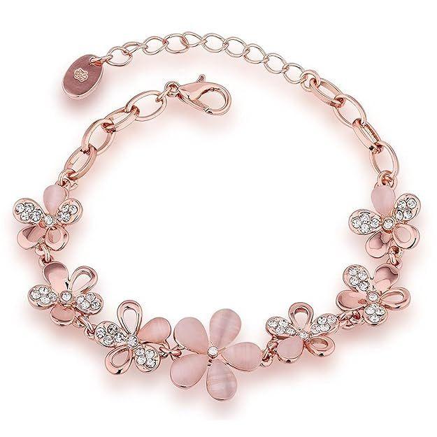 Shining Diva Fashion Latest 18k Rose Gold Stylish Bracelet Earrings Combo Jewellery