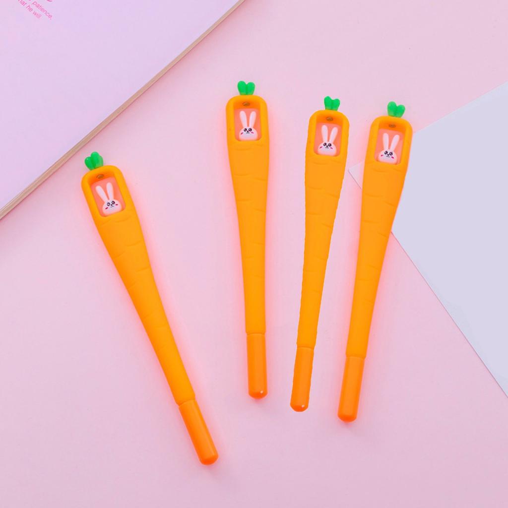 4 шт. Милая мультяшная ручка с морковкой, студенческая творческая черная ручка для воды 4 мл
