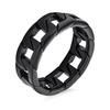 Men's Biker Jewelry Urban Mechanic Black Wide Open Rope Cuban Cable Curb Chain Link Ring Band for Men Gothic Solid Stainless Steel