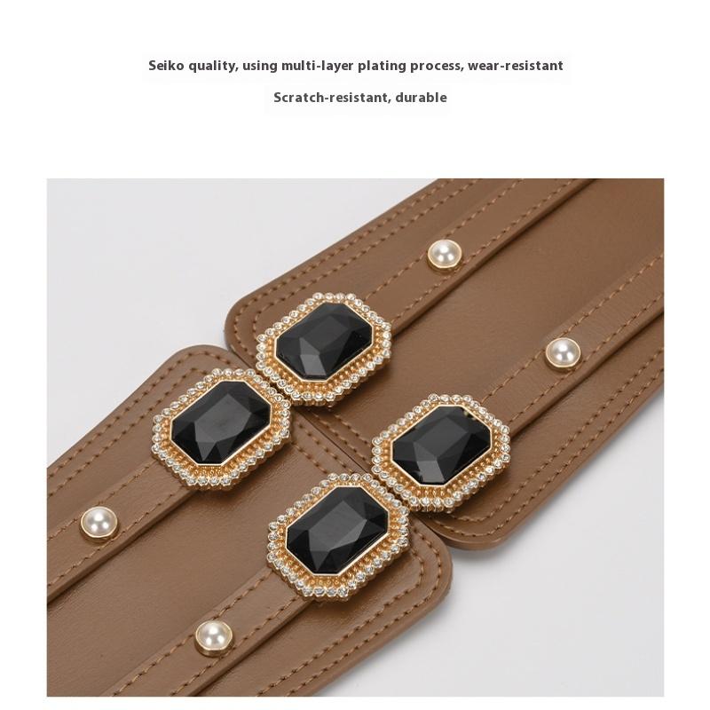 Пояс Женское платье Широкая талия Уплотнение Черный Декор с юбкой, эластичный пояс на талии, тонкий и простой