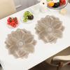 PVC Placemats Pressed for Dining Vinyl Metallic Flower Table Mats 15 Inch Round