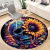 1pc Colorful Skull Art Chair Carpet for Office, Round Non Slip Durable Large Size Office Carpet, Suitable for Office